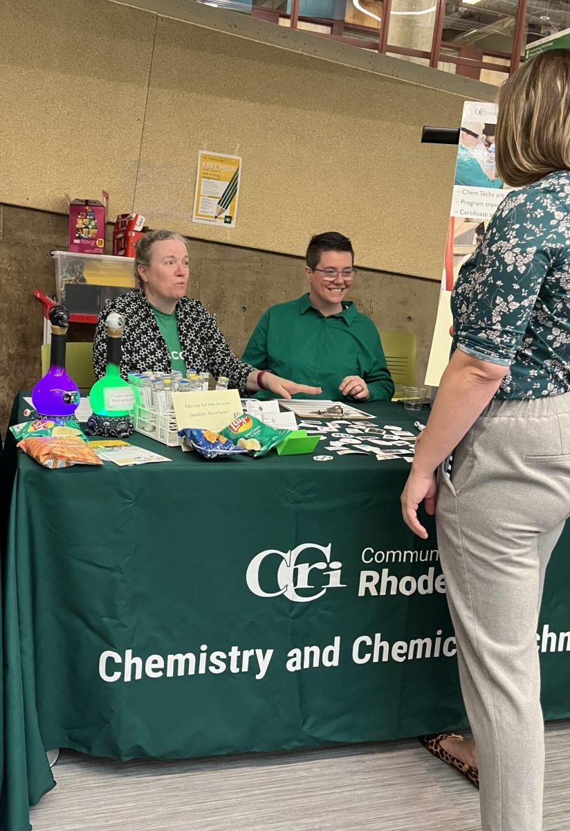 Professor Elizabeth Ardent (left) with Associate Professor Amanda Petrus (right) of the Chemistry Department with prospective student.